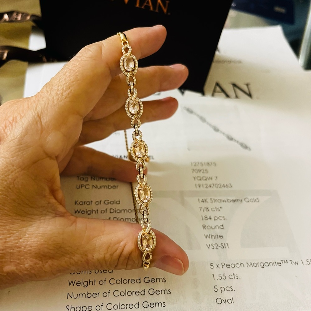 Le Vian  14K Strawberry Gold with Peach Morganite and Diamonds Lariat bracelet